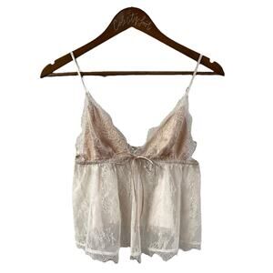 Victorias Secret Lace Cami Top Open Back White Medium Delicate Femme Coquette